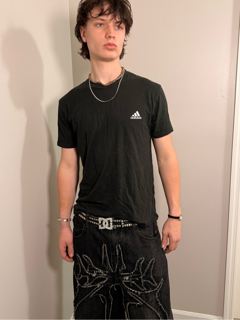 adidas Black Crew Neck Logo T-Shirt